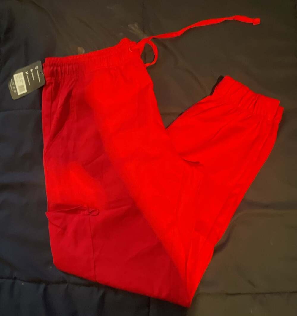 Medichic Scrub Pants Size L Red Moisture Wicking 4 Way Stretch Joggers